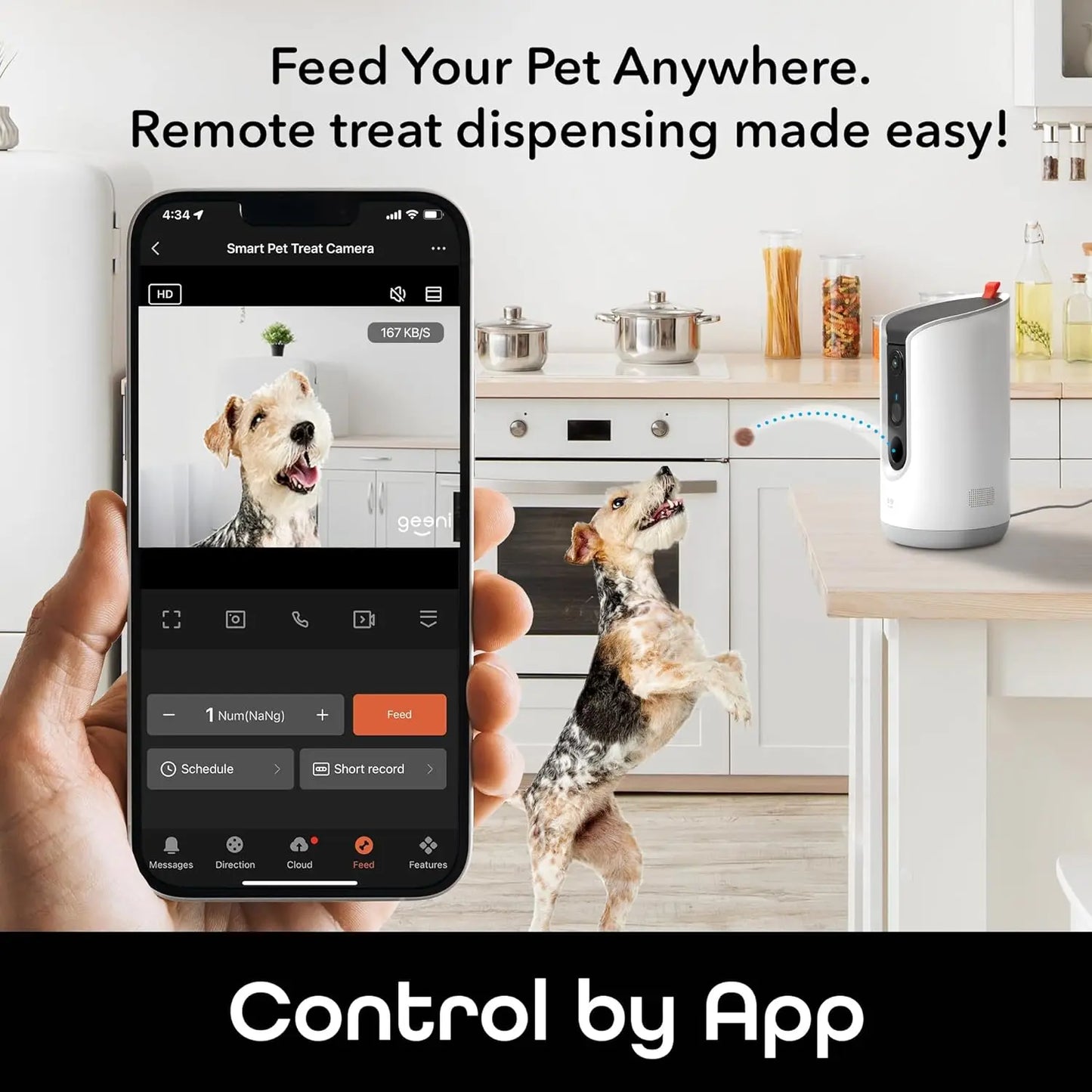 Pet Treat Dispenser with Camera - 2K HD WiFi Enabled, Dog and Cat Automatic Smart Feeder, Two-Way Audio, Night Vision - NJPH Best Selling 