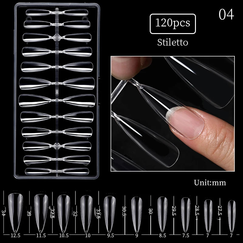 Nail Art Press on False Nails Fake Nails Coffin Gel Nails Extension System Full Cover Short Nail Soft Gel Tips Accessories Tool - NJPH Best Selling 