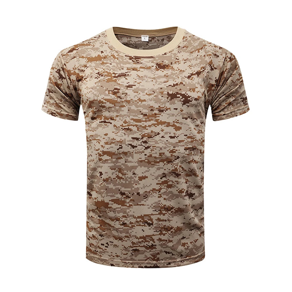 Camouflage Tactical Shirt Short Sleeve Men's Breathable Quick Dry Combat T-Shirt Outdoor T Shirt Camo Hiking Hunting Shirts - NJPH Best Selling 