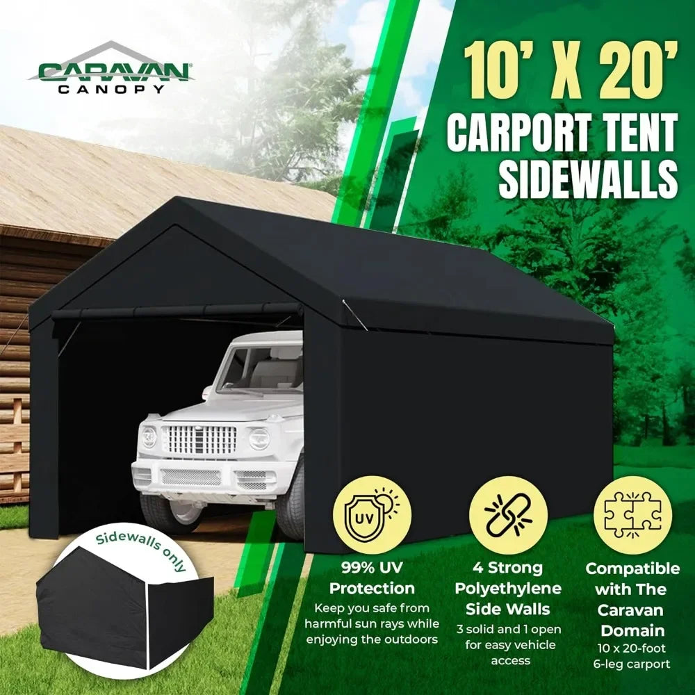 Canopy Domain 10 X 20 Foot Durable Portable Garage Carport Canopy Car Tent Sidewalls with Dual Zippers and Roll Up Door, Black - NJPH Best Selling 