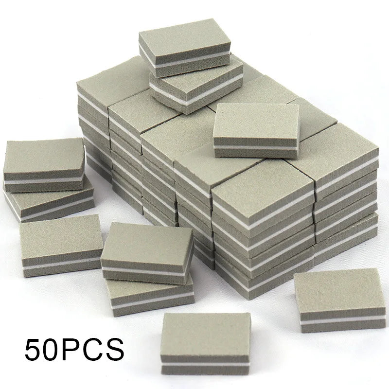 50Pc Professional Mini Nail Art buffer 100/180 Sandpaper Manicure Care File Sanding Polishing Nails File Grinding Equipment Tool - NJPH Best Selling 