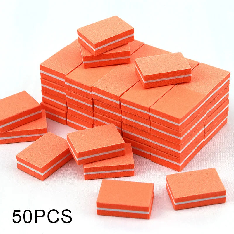 50Pc Professional Mini Nail Art buffer 100/180 Sandpaper Manicure Care File Sanding Polishing Nails File Grinding Equipment Tool - NJPH Best Selling 