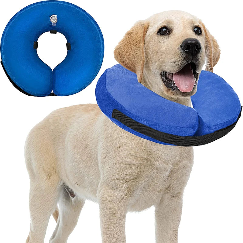 Protective Inflatable Dog Cat Collar Soft Pet Recovery Collar Elizabethan Collar For Small Large Dogs Not Block Vision E-Collar - NJPH Best Selling 