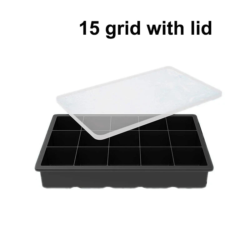 2/4/6/8/15Grid Large Ice Cube Mold Square Ice Tray Mold Large Cubitera Food Grade Silicone Tray Mold DIY Ice Maker Ice Cube Tray - NJPH Best Selling 