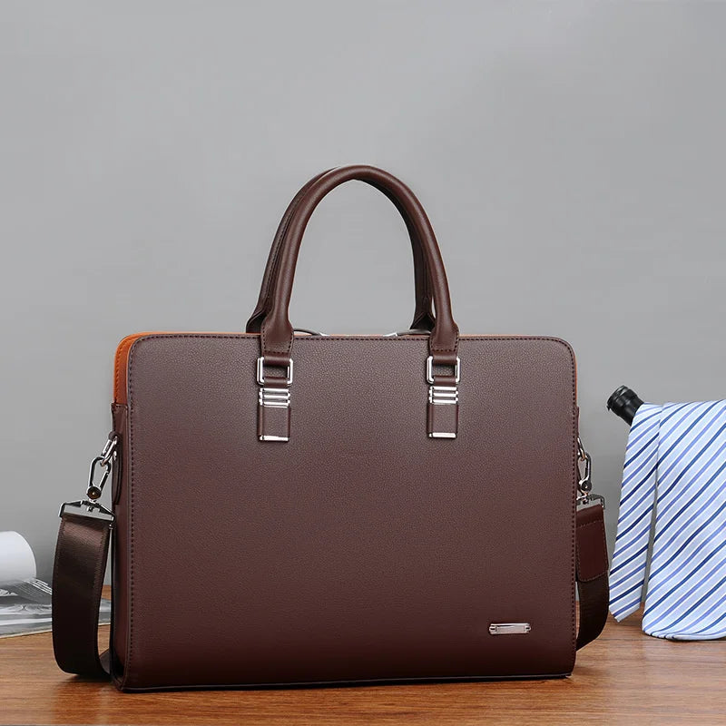 DUTRIEUX Business Leather Men Briefcase For Husband Shoulder Bag Man 14" 15" Laptop Briefcases Bags Large Capacity Men's Handbag