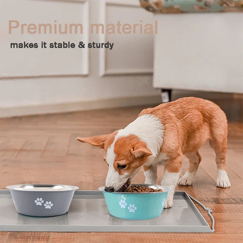 Non-slip Dog Bowls For Small Medium Large Dog Feeder Bowls And Drinkers Stainless Steel Pet Feeders Pets Dogs Accessories - NJPH Best Selling 