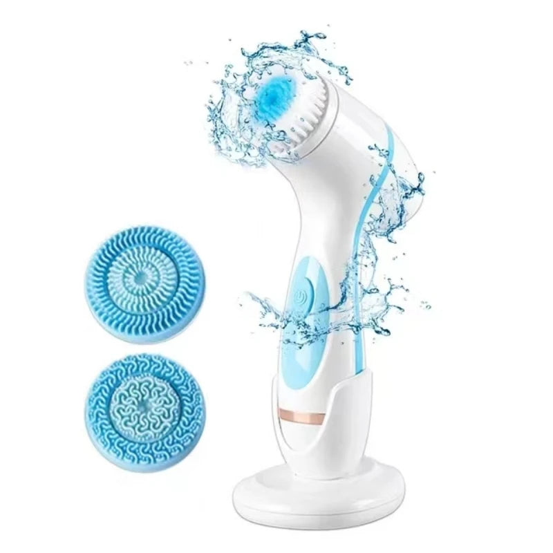 Facial Cleansing Brush 3 in 1 Electric Exfoliating Spin Cleanser Device Rechargeable Waterproof Rotating Spa Massager Machine - NJPH Best Selling 