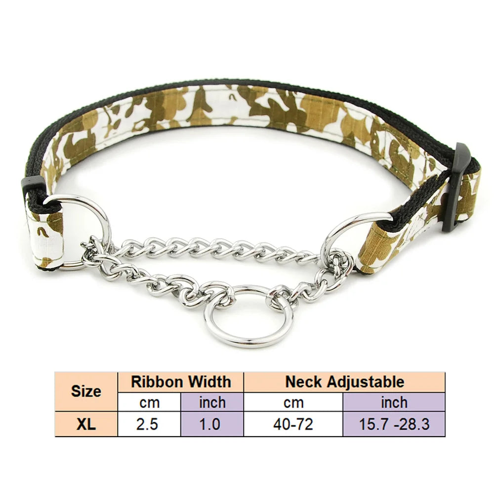 Adjustable Collar for Large Dogs Nylon Pet Dog Slip Pinch Collar Dog Training Accessories Dog Collar with Welded Link Chain - NJPH Best Selling 