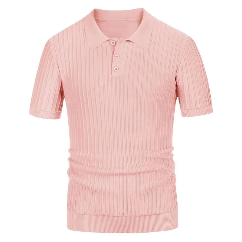 2024 New Summer Candy Color Knit Polo Shirt for Men Breathable and Cool Brand Quality Mens Summer Short Sleeve T Shirts MY1064 - NJPH Best Selling 