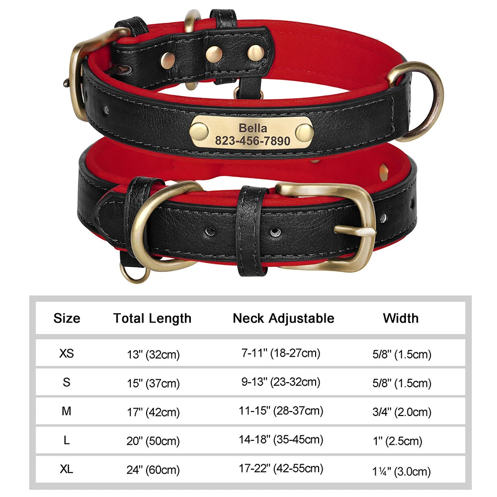 Personalized Dog Collar Custom Engraved PU Leather Dog Collars Free Engraving ID Tag Nameplate For Small Medium Large Dogs