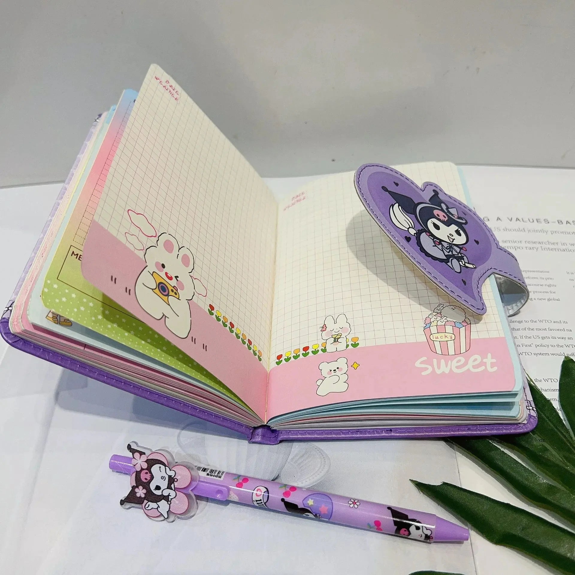 Sanrio Hello Kitty Notebook Gel Pens Kuromi Cinnamoroll Notepad Daily Weekly Agenda Planner Stationery Set Office School Supplie - NJPH Best Selling 