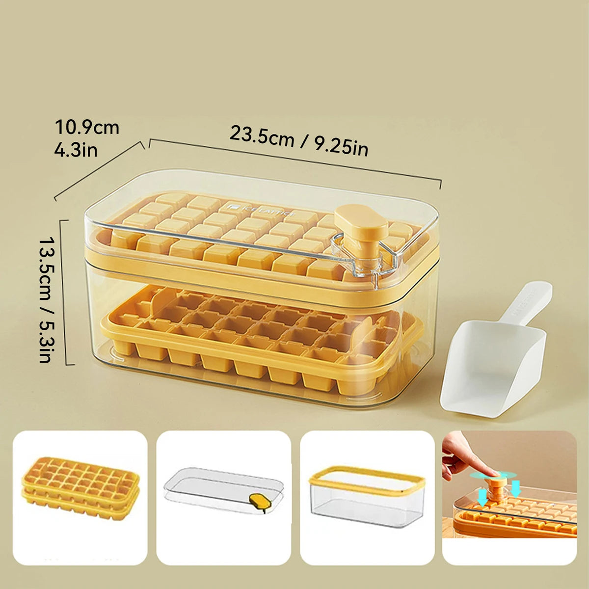 WORTHBUY Square Silicone Ice Mold Box Press Type Ice Tray Mold With Storage Box Whiskey Beer Quick-freeze Kitchen Gadgets - NJPH Best Selling 