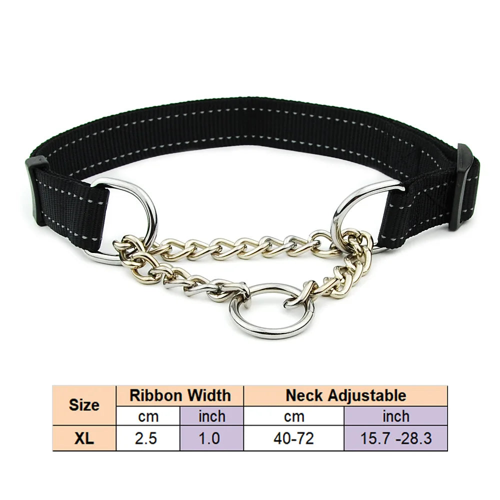 Adjustable Collar for Large Dogs Nylon Pet Dog Slip Pinch Collar Dog Training Accessories Dog Collar with Welded Link Chain - NJPH Best Selling 