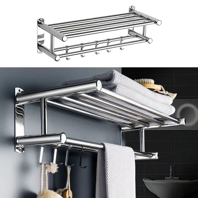 40cm/50cm Stainless Steel Bath Towel Rack Project Hotel Hotel Household Bathroom Toilet Wall Mounted Shelf - NJPH Best Selling 