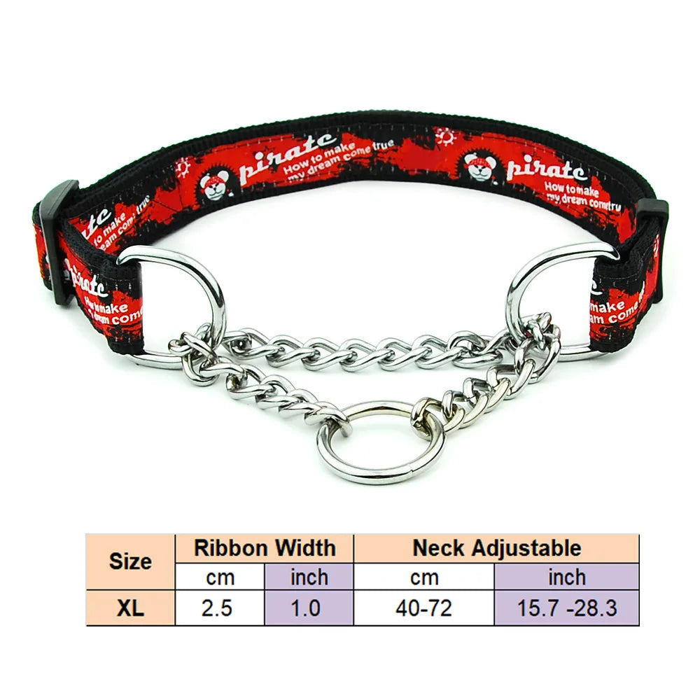 Adjustable Collar for Large Dogs Nylon Pet Dog Slip Pinch Collar Dog Training Accessories Dog Collar with Welded Link Chain - NJPH Best Selling 