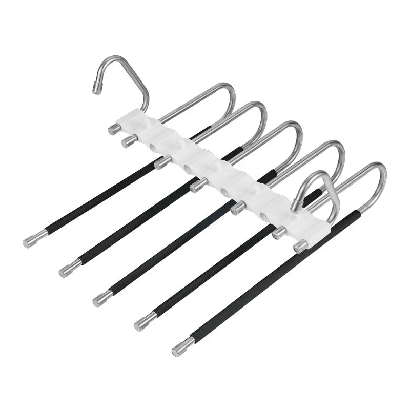 Multi-functional 9 in 1 Trouser Storage Rack Adjustable Pants Tie Storage Shelf Closet Organizer Stainless Steel Clothes Hanger - NJPH Best Selling 