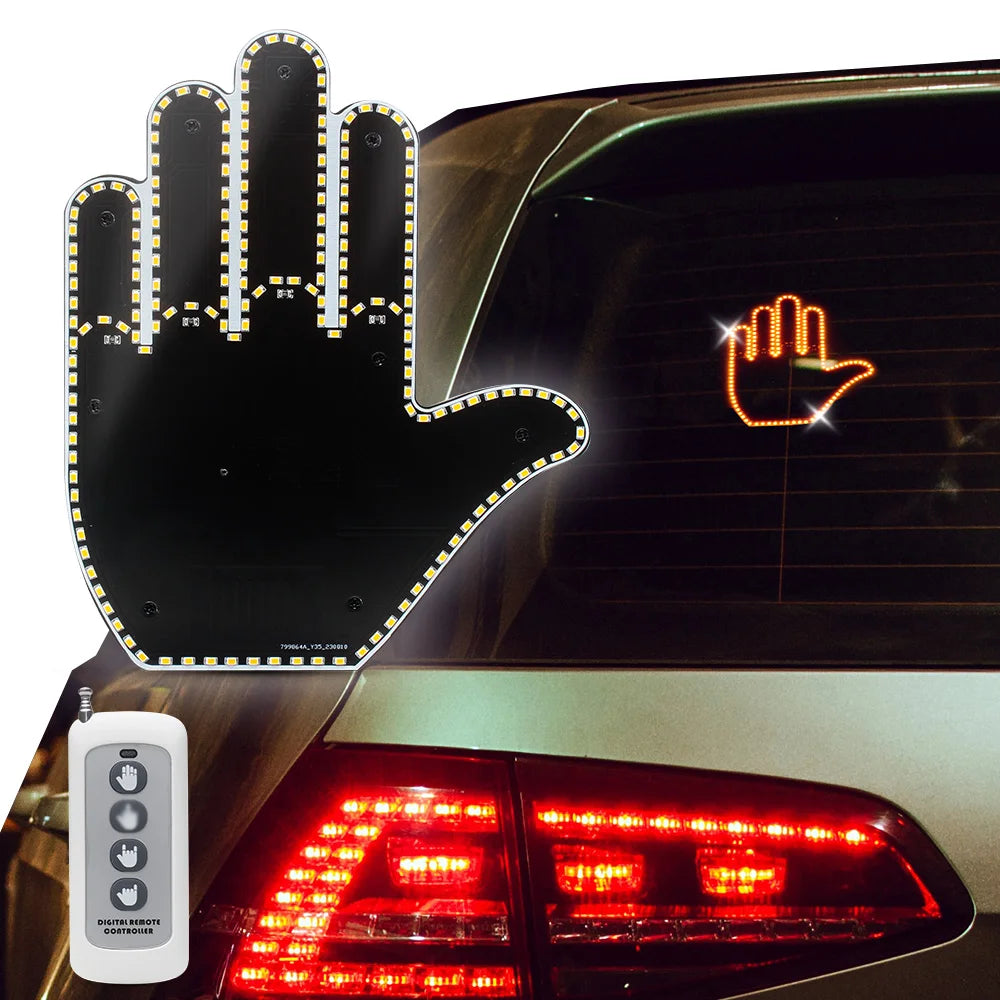 Funny Car Finger Light with Remote, Road Rage Signs Middle Finger Gesture Light - NJPH Best Selling 