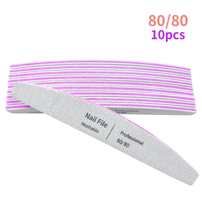 Nail File 100 to 180 Professional Tools Emery for Manicure Lime 240 Sandpaper Gel Polishing Files for Nails Buffers Set Polisher - NJPH Best Selling 