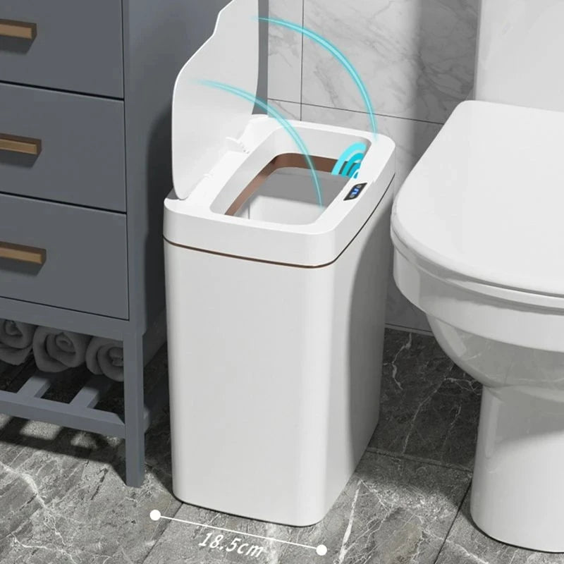 18L Smart Bathroom Trash Can Automatic Bagging Electronic Trash Can White Touchless Narrow Smart Sensor Garbage Bin Smart Home - NJPH Best Selling 