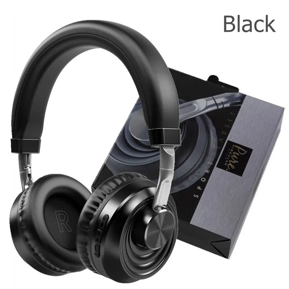 12 Hours Play Wireless Headphones Bluetooth 5.0 Headset Over Ear Sports Running Earphone with Mic Support SD Player for Music TV - NJPH Best Selling 