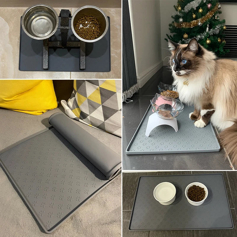 Pet Placemat Dog Food bowl Mat Cat Feed Mat Cat Dog Drinking Feeding Placemat Silicone Waterproof Pet Bowl Pad Feeder Mats - NJPH Best Selling 