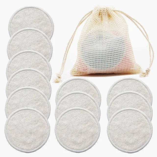 12PC Reusable Cotton Pads Makeup Remover Pads Washable Round Bamboo Make Up Pads Cloth Nursing Pads Skin Care Tool Skin Cleaning - NJPH Best Selling 