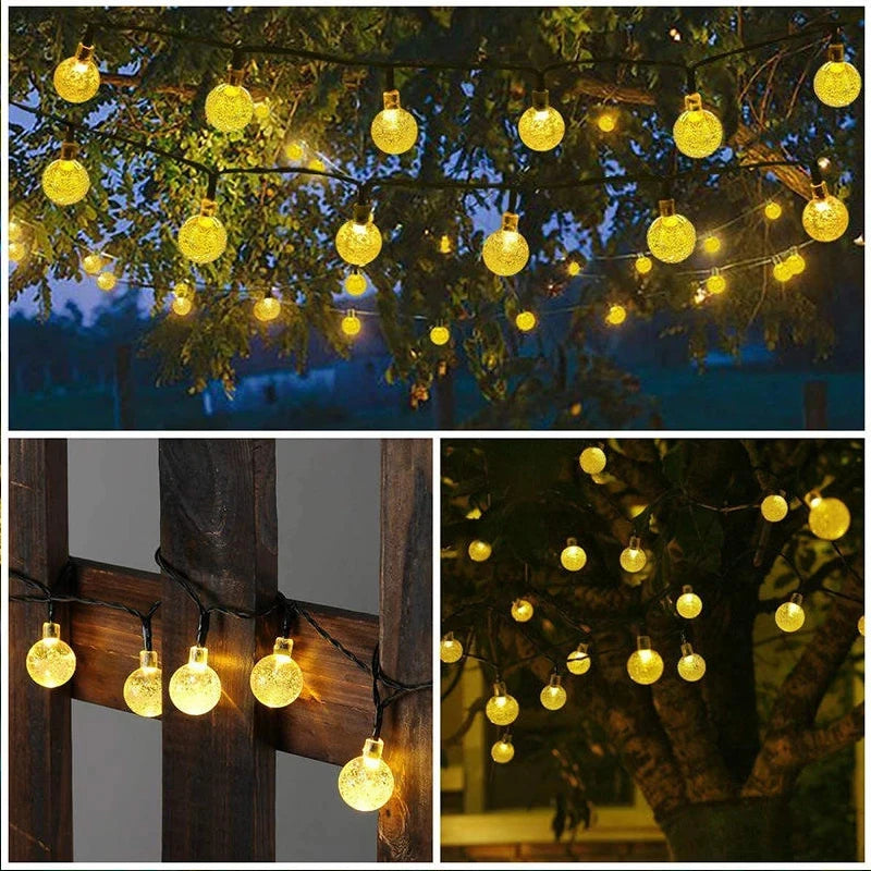 Solar Crystal Globe LED String Lights 60 LED 8 Lighting Modes IP65 Fairy Light Christmas Garland For Garden Party Decor 1pc/2pcs - NJPH Best Selling 