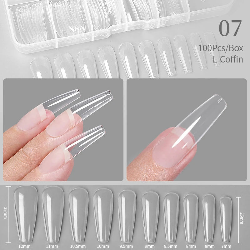 Nail Art Press on False Nails Fake Nails Coffin Gel Nails Extension System Full Cover Short Nail Soft Gel Tips Accessories Tool - NJPH Best Selling 