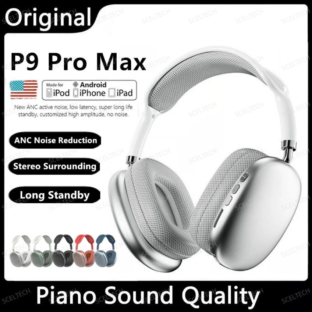 NEW P9 Pro Max Air Wireless Bluetooth Headphones Noise Cancelling Earphones Mic Pods Over Ear Sports Gaming Headset For Apple - NJPH Best Selling 