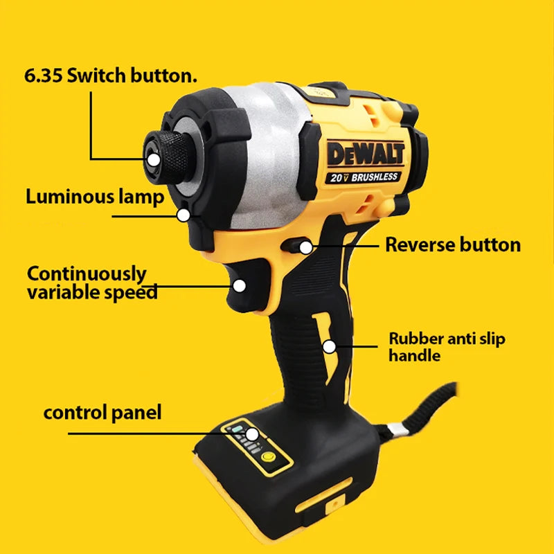 DEWALT DCF850 20V Impact Driver 205NM Brushless Motor Cordless Rechargable Screwdriver Electric Impact Drill Power Tools - NJPH Best Selling 