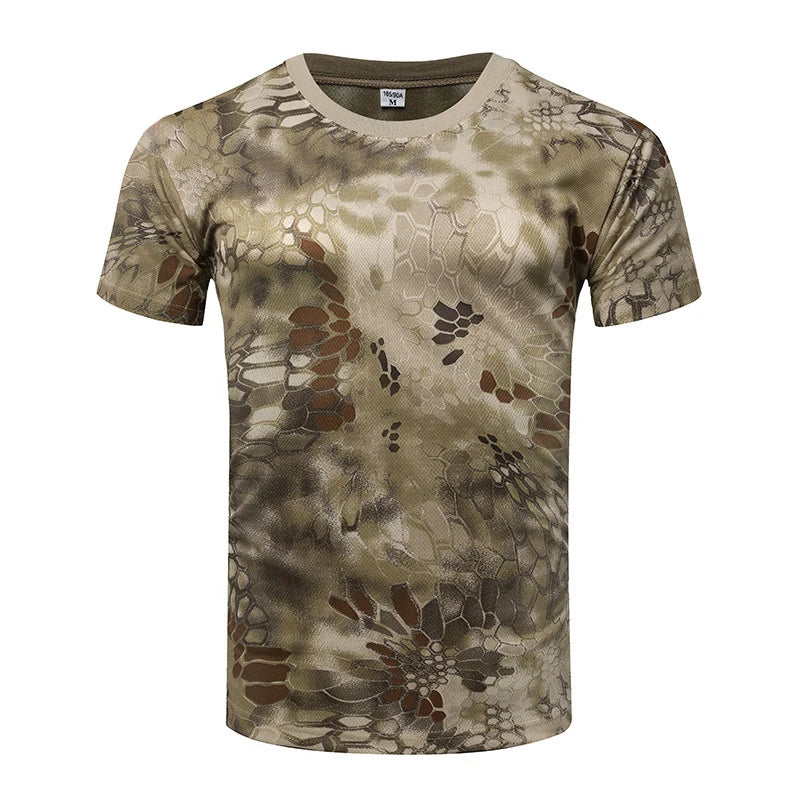 Camouflage Tactical Shirt Short Sleeve Men's Breathable Quick Dry Combat T-Shirt Outdoor T Shirt Camo Hiking Hunting Shirts - NJPH Best Selling 