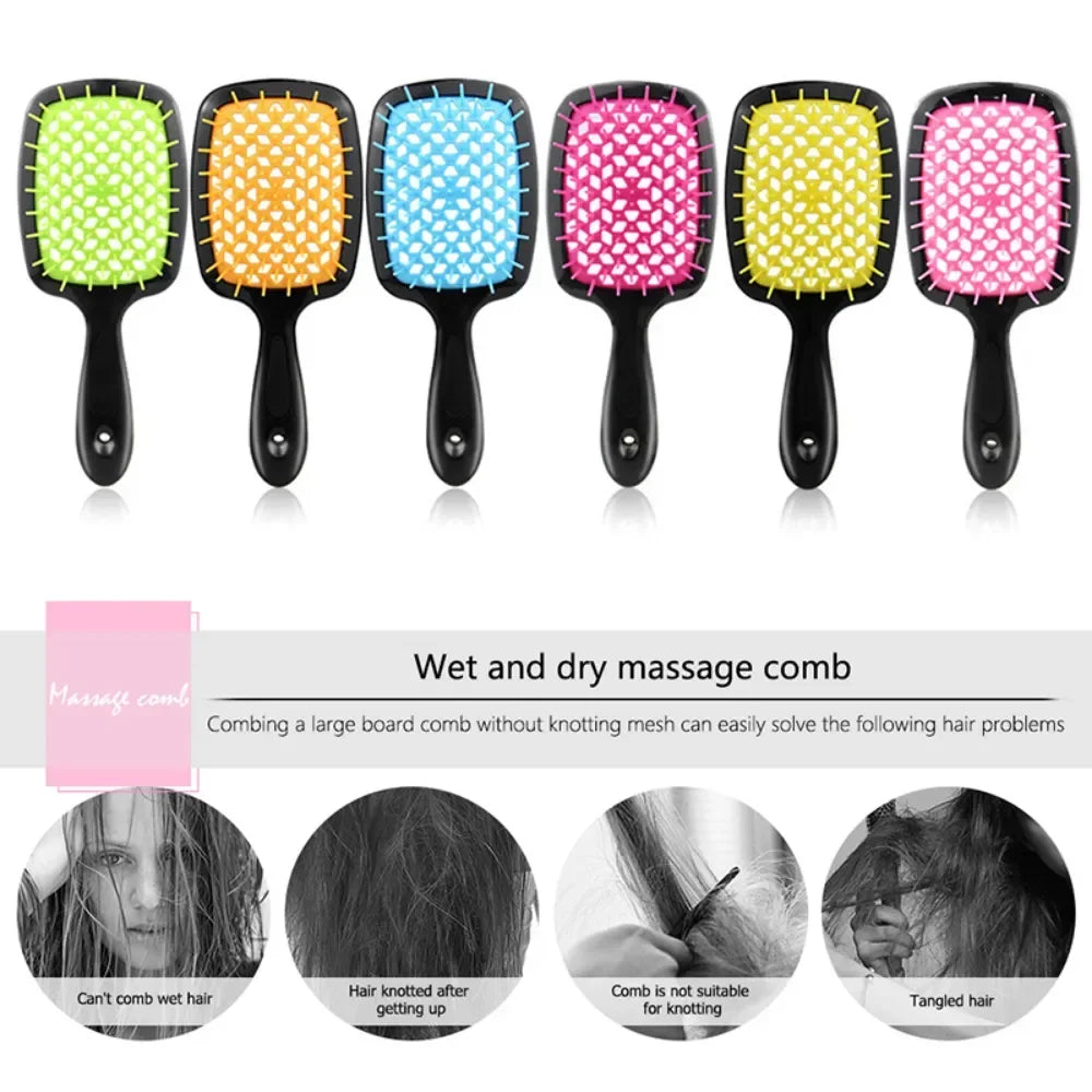 Tangled Hair Brush Detangling Hair Brush Massage Brush Hollow Out Wet Curly Hair Brushes Barber Comb Salon Hair Styling Tools