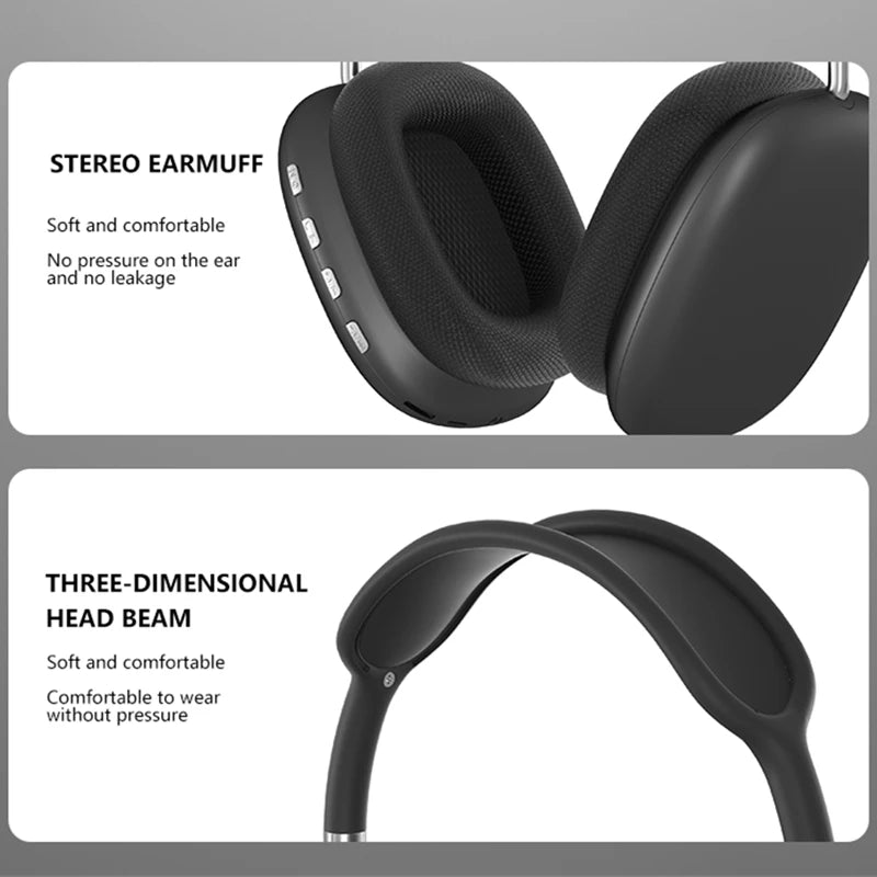 NEW P9 Pro Max Air Wireless Bluetooth Headphones Noise Cancelling Earphones Mic Pods Over Ear Sports Gaming Headset For Apple - NJPH Best Selling 