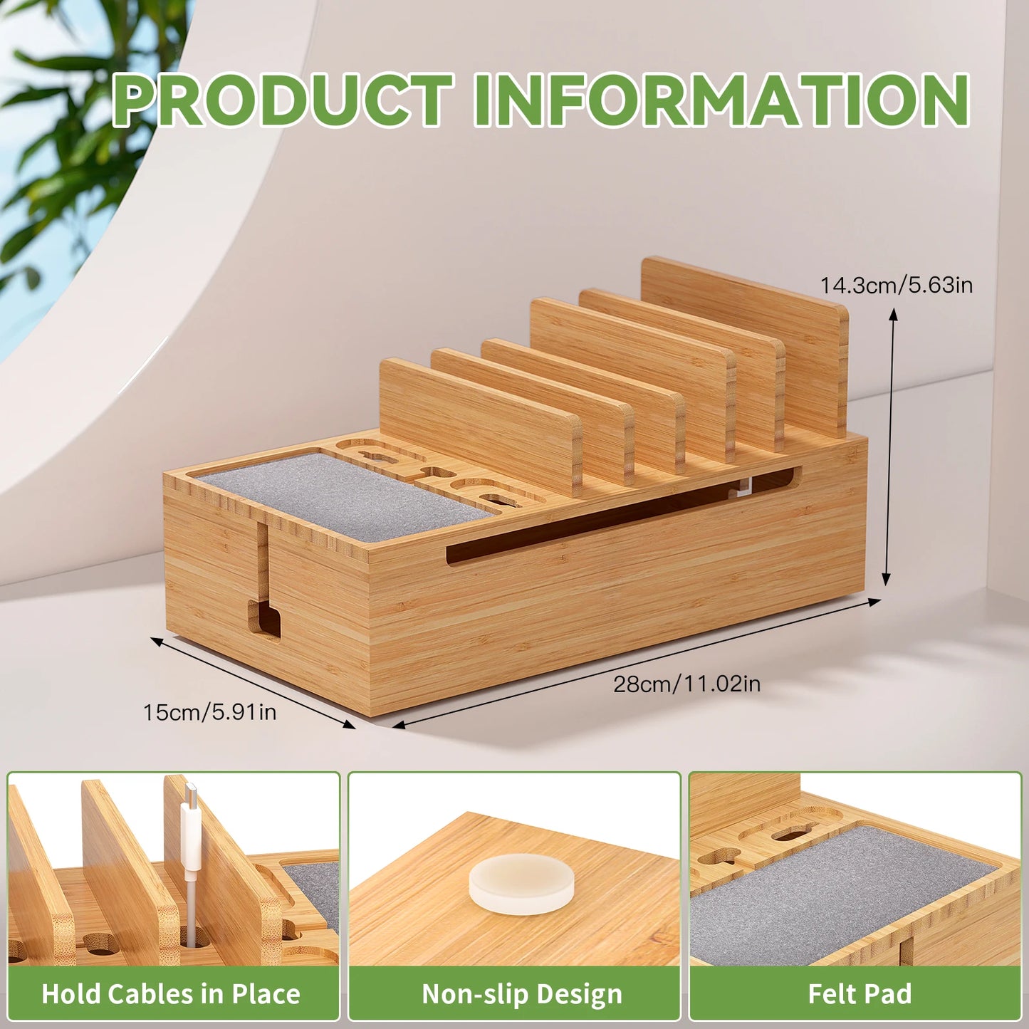 Charging Station for Multiple Devices Charger Dock Holder Stand for Cell Phone and Tablet Electronic Devices Organizer