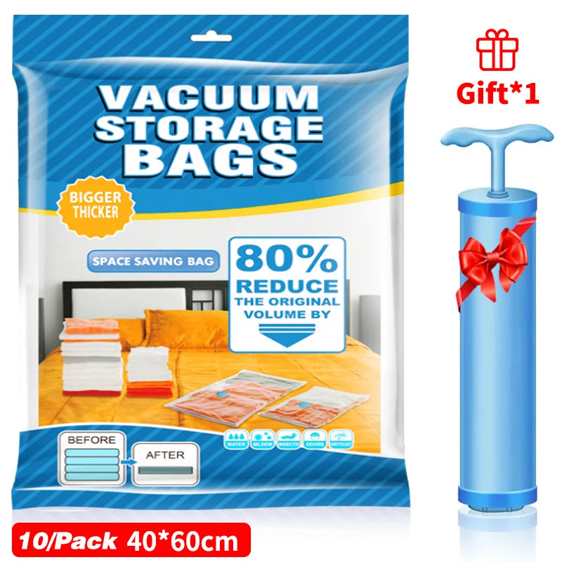 1/5/10pc Vacuum Storage Bags,for Bedding,Pillows,Towel,Clothes Space Saver Travel Storage Bag,With Hand-Pump,Vacuum Bag Package - NJPH Best Selling 