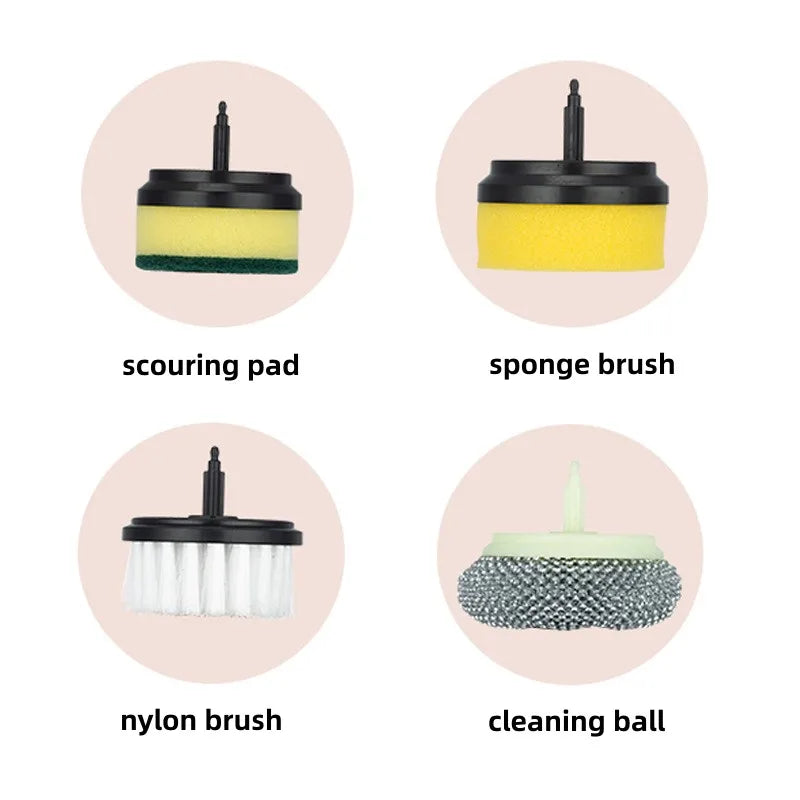 Multifunctional Electric Spin Scrubber Rechargeable with 6 Replaceable Cleaning Brush Heads or Bathroom Kitchen Oven Dish Floor - NJPH Best Selling 