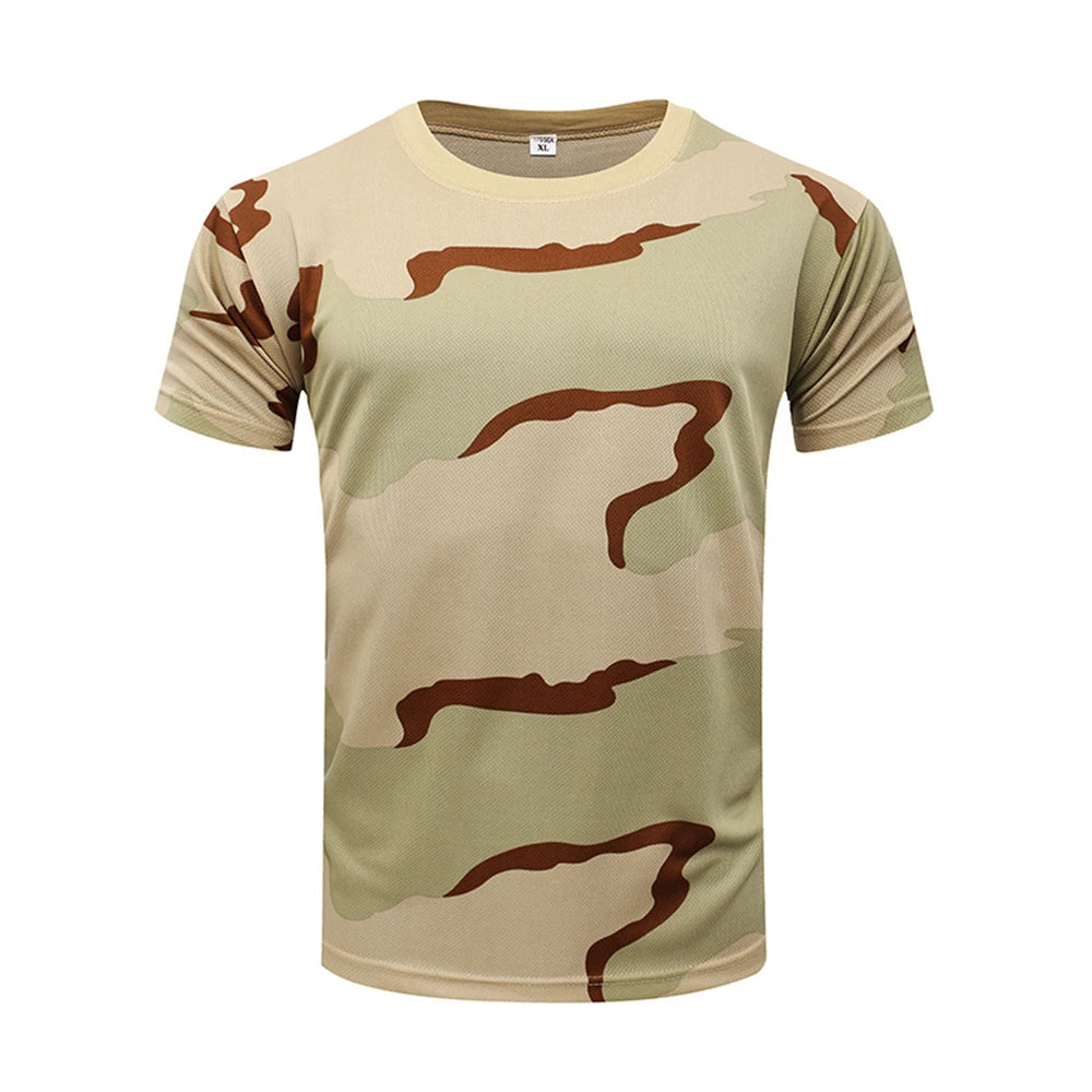 Camouflage Tactical Shirt Short Sleeve Men's Breathable Quick Dry Combat T-Shirt Outdoor T Shirt Camo Hiking Hunting Shirts - NJPH Best Selling 