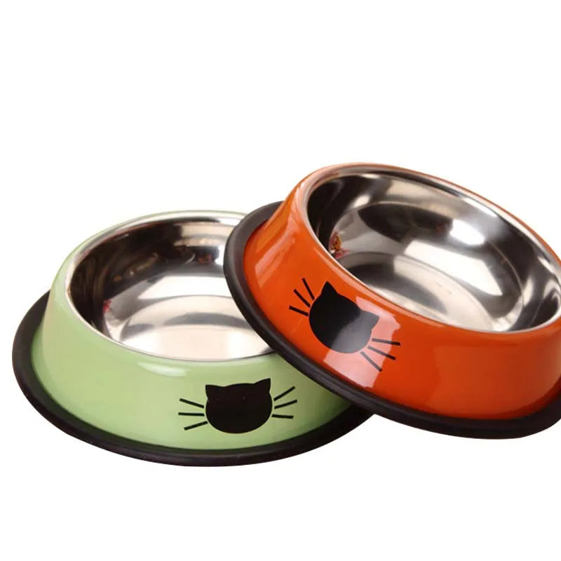 Cat Food Bowl Stainless Steel Kitten Cat Feeder Water Bowl With Non-Slip Rubber Base Small Pet Bowl Cat Accessories Pet Supplies - NJPH Best Selling 