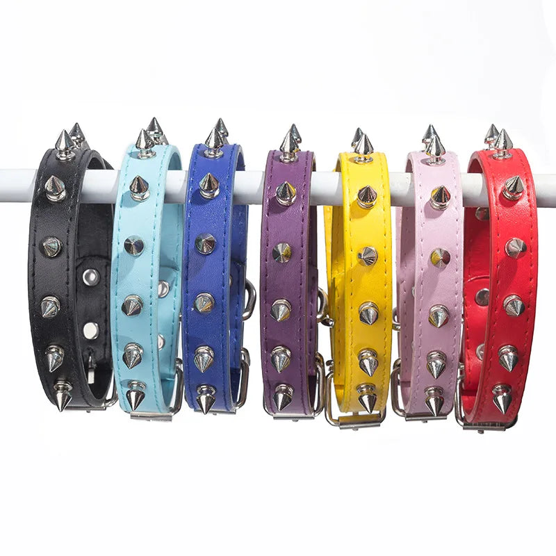 Leather Dog Cat Collar Spiked Studded Puppy Pet Necklace For Small Medium Large Dogs Cats Neck Strap Pet Products Accessories - NJPH Best Selling 