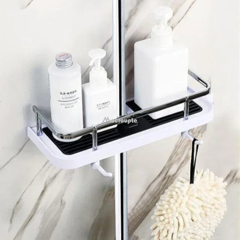 Bathroom Shower Storage Rack Organizer No Drilling Lifting Rod Shower Head Holder Shower Gel Shampoo Tray Holder Pole Shelves - NJPH Best Selling 