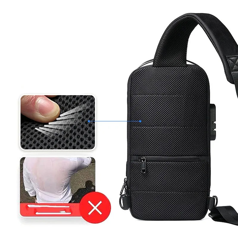 Men'S Usb Crossbody Bag Anti-Theft Shoulder Bags Waterproof Oxford Waist Bag Multifunction Short Travel Messenger Chest Pack - NJPH Best Selling 