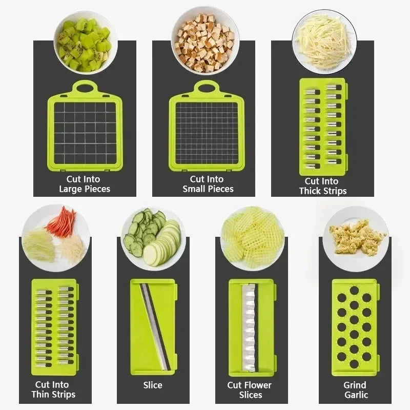 14/16 in 1 Multifunctional Vegetable Chopper Handle Food Grate Food Chopper Vegetable Slicer Dicer Cut Kitchen Items cocina - NJPH Best Selling 