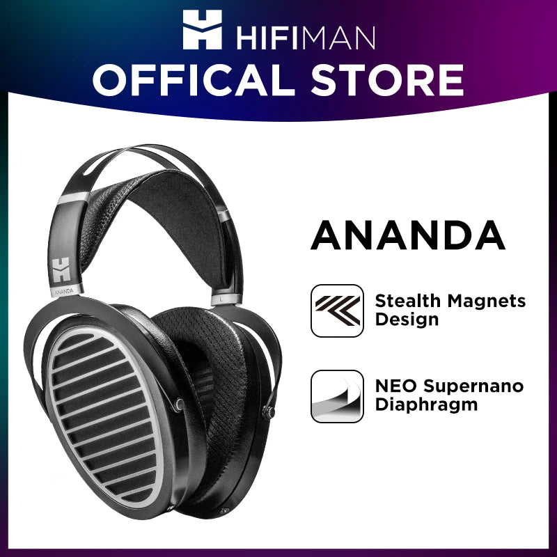 HIFIMAN Ananda Stealth Magnet Open-Back Over-Ear Full-Size Planar Magnetic Hi-Fi Headphones - NJPH Best Selling 