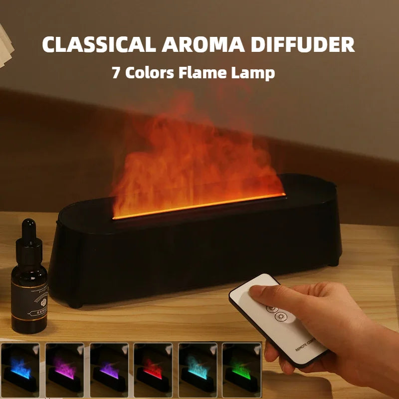 New Flame Ultrasonic Air Diffuser with Remote Control Cool Mist Maker 3D Simulation Air Humidifiers Aroma Essential Oil Diffuser - NJPH Best Selling 