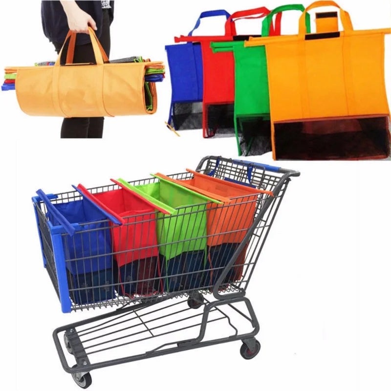 4pcs/Set Reusable Cart Trolley Supermarket Shopping Storage Bags Foldable Reusable Eco-Friendly Shop Handbag Totes - NJPH Best Selling 