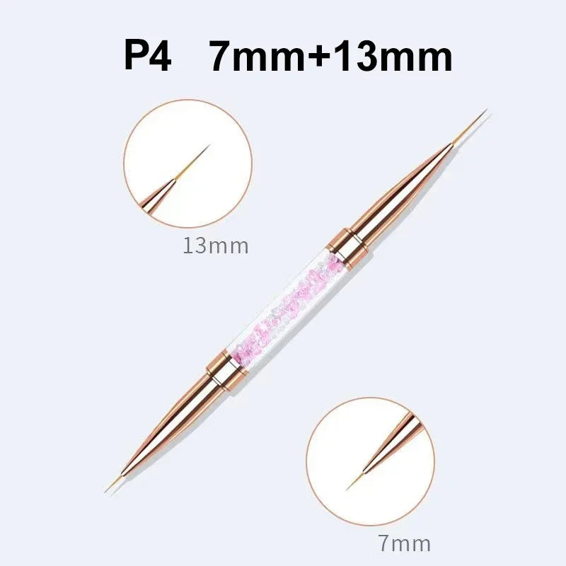 Nail Art Liner Brushes Double Head Leopard Print Acrylic French Stripe Drawing Painting Pen Gel Polish Nail Art Manicure Tools - NJPH Best Selling 