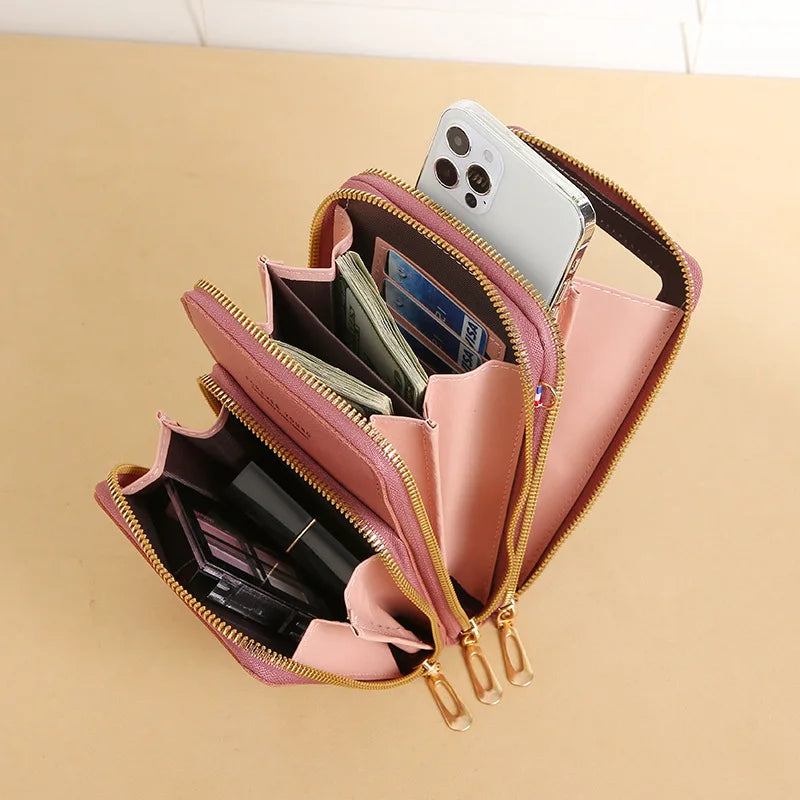 Women's Fashion New Large Capacity Multifunctional Wallet Mobile Phone Card Solid Color Simple Shoulder Bag - NJPH Best Selling 