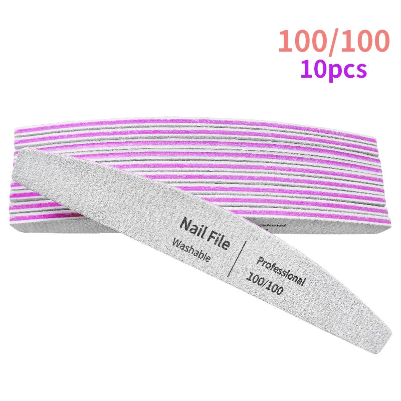 Nail File 100 to 180 Professional Tools Emery for Manicure Lime 240 Sandpaper Gel Polishing Files for Nails Buffers Set Polisher - NJPH Best Selling 