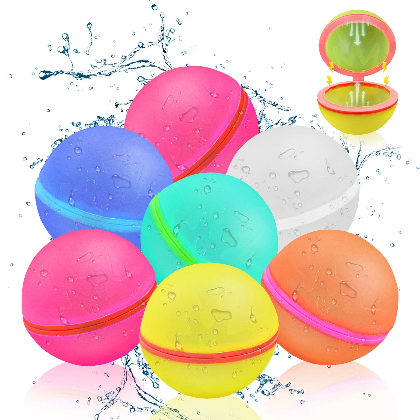 Children's outdoor water battle silicone water ball reusable magnetic suction swimming pool beach water burst ball color random - NJPH Best Selling 