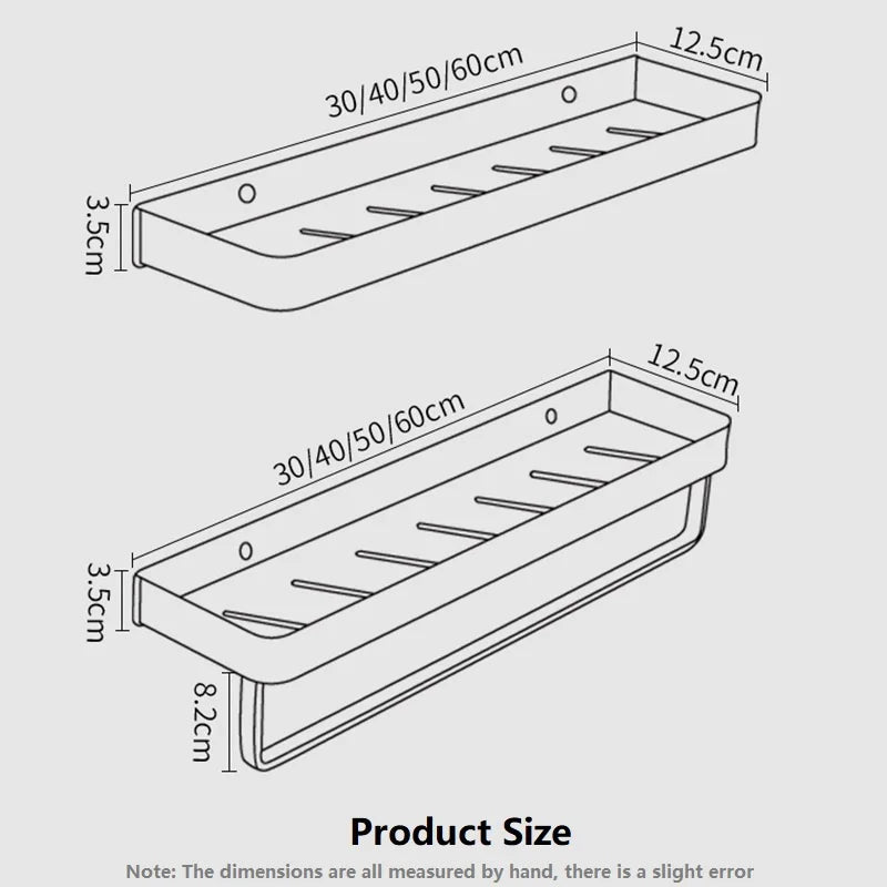 Bathroom Shelf No Drill Organizer Shower Storage Rack Black Corner Shelves Wall Mounted Aluminum Toilet Shampoo Holder - NJPH Best Selling 